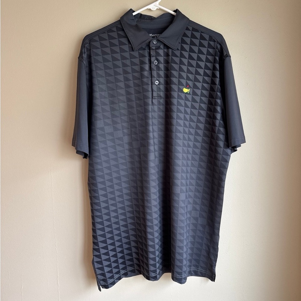 Masters Gray Polo Shirt with Subtle Geometric Pattern